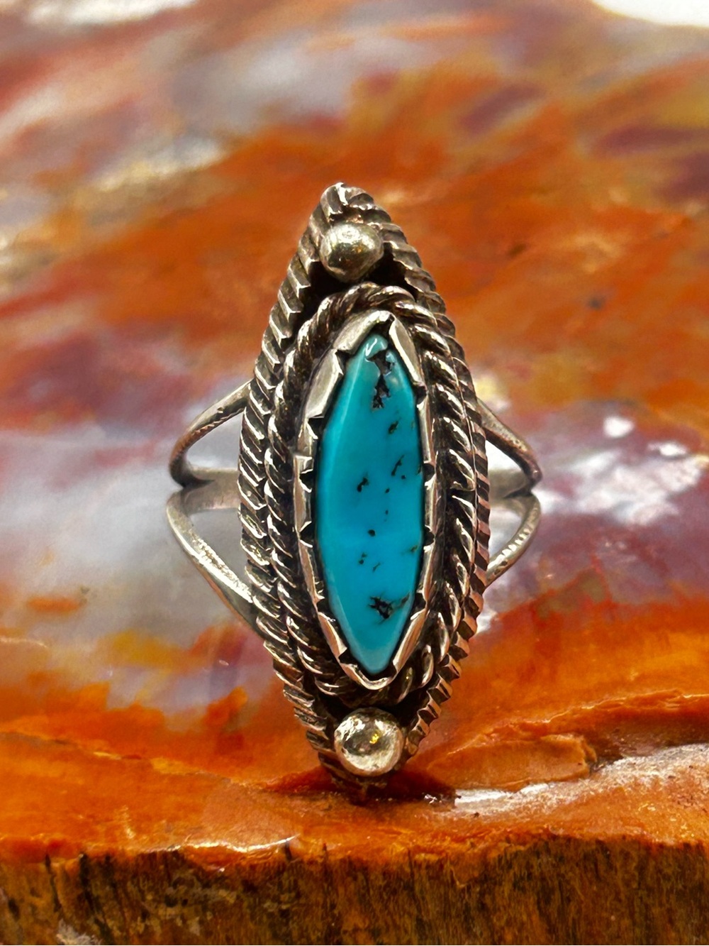 Southwest Sterling Silver Turquoise Ring - Size 9.5, handcrafted piece
